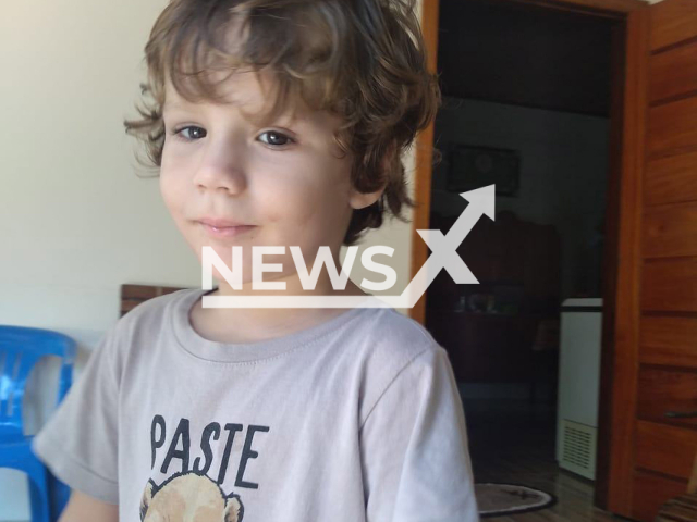 Heitor Brito Wuaden, 3, poses in undated photo. He died after getting into his mother's car to play and get locked up, in Guaranta do Norte, Brazil, on Sunday, May 14, 2023.  Note: Private photo.  (Newsflash)