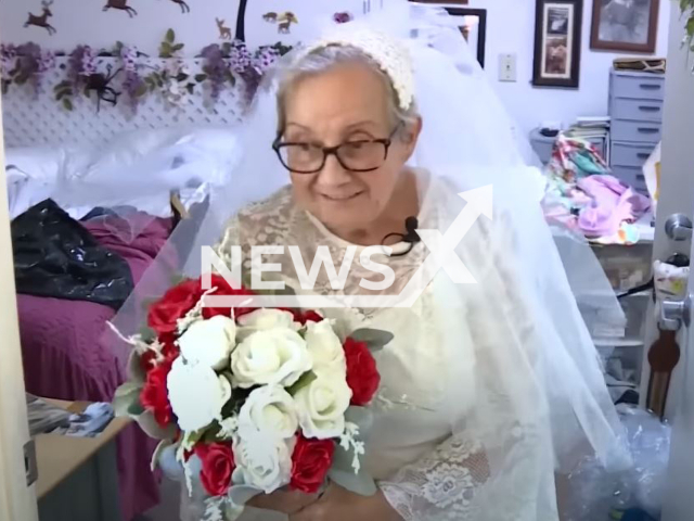 Dorothy Fedeli, 77, on her wedding day, in Goshen, Ohio, USA, undated. She married herself  after being proudly single for 40 years. 
 
 Note: Photo is a screenshot from a video. (Newsflash)