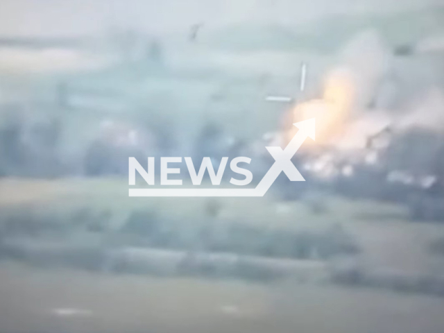 Russian military equipment burns in Ukraine, undated. The footage was released by the 28th Separate Mechanized Brigade named after the Knights of the First Winter Campaign on Friday, May, 19, 2023. Note: Picture is a screenshot from a video (@28mechanizedbrigade/Newsflash)