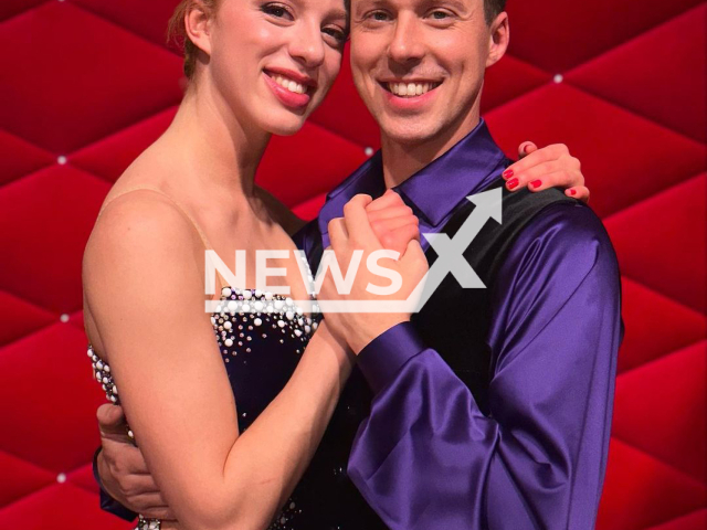 Anna Ermakova, 23, and her dancing partner Valentin Lusin, 22, pose in undated photo. They won the 16th season of the Let's Dance competition in the city of Cologne, Germany. Note: Private photo. (@annaermakova1/Newsflash)