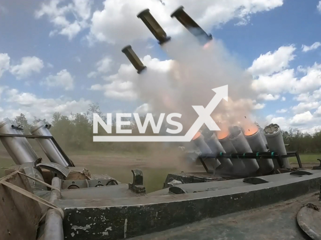 Russian paratroopers use mine-explosive barriers to prevent Ukrainian forces from infiltrating their flanks in the war zone in Ukraine in undated footage. The footage was released by Russian MoD on Monday, May, 22, 2023. Note: This picture is a screenshot from the video. (Ministry of Defense of Russia/Newsflash)