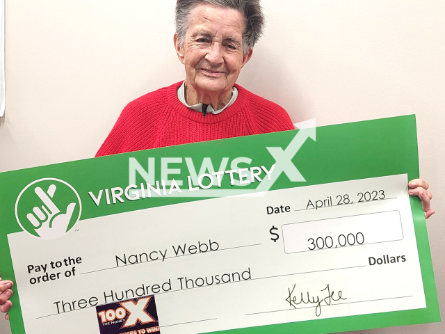 Nancy Webb from Appomattox, Virginia, USA, poses in an undated photo. She won USD 300,000 (GBP 242,000) on the lottery in April 2023. Note: Licensed content. (Virginia Lottery/Newsflash)