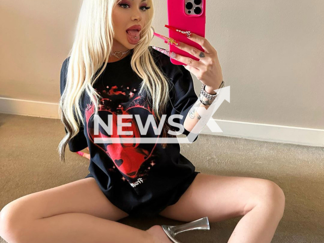 Katja Krasavice, aged 26, from the city of Berlin, Germany, poses in undated photo. She claimed she earns more than six figures a month on OnlyFans. Note: Private photo. (@katjakrasavice/Newsflash)