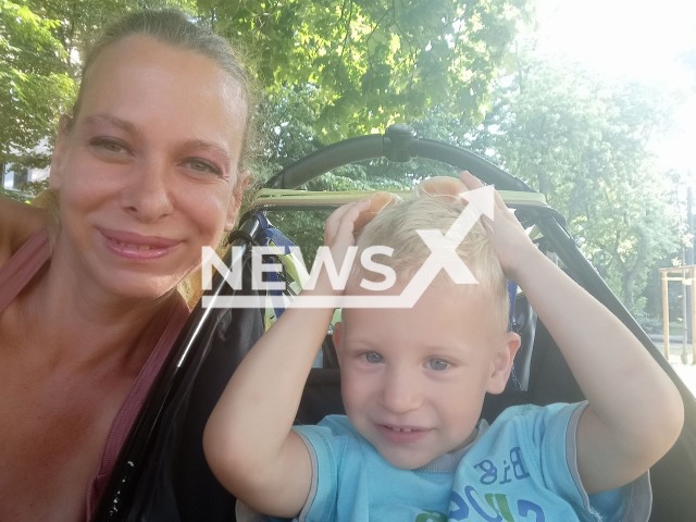 Katalin Erzsebet Bradacs the mother, with the victim  Alex, 2, who she allegedly killed on 22nd September, in Perugia, Italy.
Note: Private photo. (Newsflash)