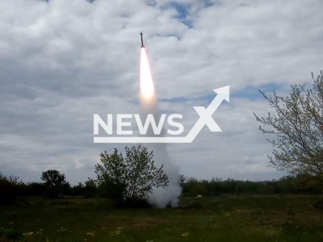 Russian Tor-M1 air defense system destroy Ukrainian UAV in the war zone in Ukraine in undated footage. The footage was released by Russian MoD on Thursday, May, 26, 2023.
 Note: Picture is a screenshot from a video (Ministry of Defense of Russia/Newsflash)