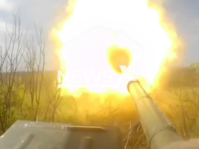 Russian T-90 tank fire at the Ukrainian military positions on the frontline in Ukraine in undated footage. The footage was released by Russian MoD on Thursday, May, 26, 2023.
Note: Picture is a screenshot from a video (Ministry of Defense of Russia/Newsflash)