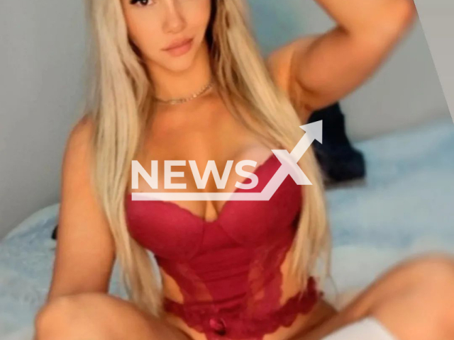 Miss Gremio 2023, Paty Blond, poses in an undated photo. The model is s preparing to debut in the Loyalty Test, a program by Joao Kleber on RedeTV!. Note: Private photo (@patyblond1/Newsflash)