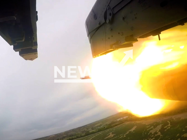 Russian Ka-52 Alligator attack helicopters hit Ukrainian military positions with missiles in Lyman direction in Ukraine in undated footage. The footage was released by Russian MoD on Wednesday, May, 31, 2023.
Notes: Photo is screen from a video. (Ministry of Defense of Russia/Newsflash)