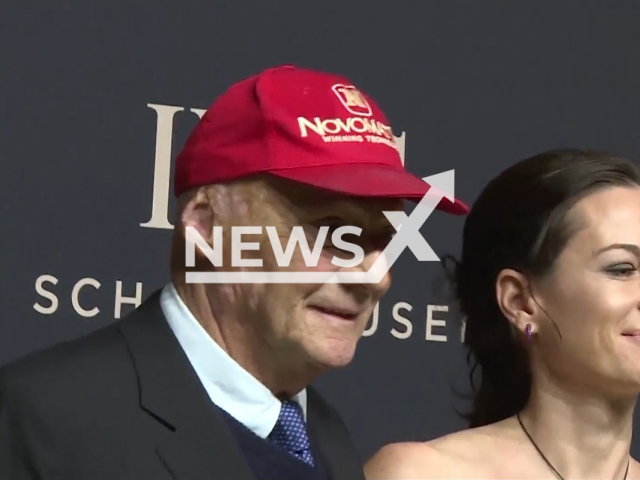 Image shows former Austrian F1 driver Andreas Nikolaus "Niki" Lauda and his wife Birgit Wetzinger, aged 44, from the city of Vienna, Austria, undated photo. She sued her late husband's foundation for a staggering EUR 30 million (GBP 26 million). Note: Photo is a screenshot from a video. (Newsflash)